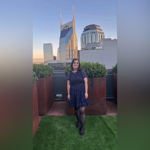 Anthropologie The Somerset Mini Dress: Floral Appliqué Edition in Navy Medium - Picture 2 of 7